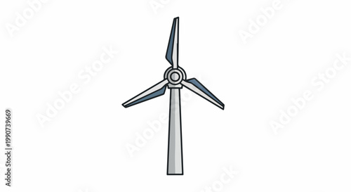 Illustration of a modern wind turbine generating renewable energy from wind power