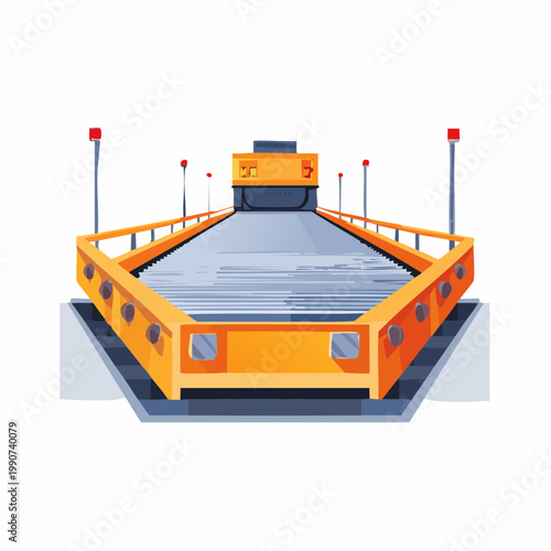 工場の自動化や物流を示すベルトコンベアのシンプルなフラットベクターアイコン