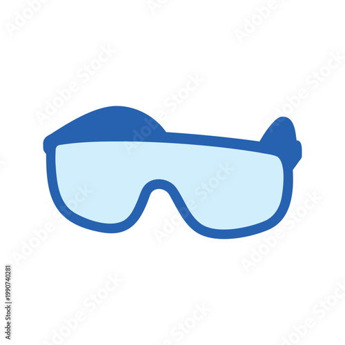 Illustration of simple blue safety glasses to protect the eyes from hazards