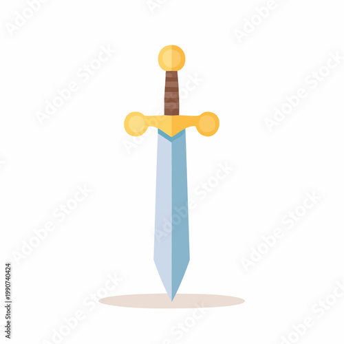 ゲームや冒険をイメージしたファンタジーの剣のシンプルなフラットベクターアイコン