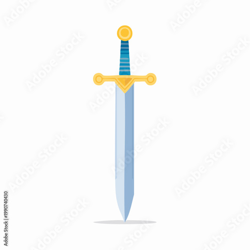 ゲームや冒険をイメージしたファンタジーの剣のシンプルなフラットベクターアイコン
