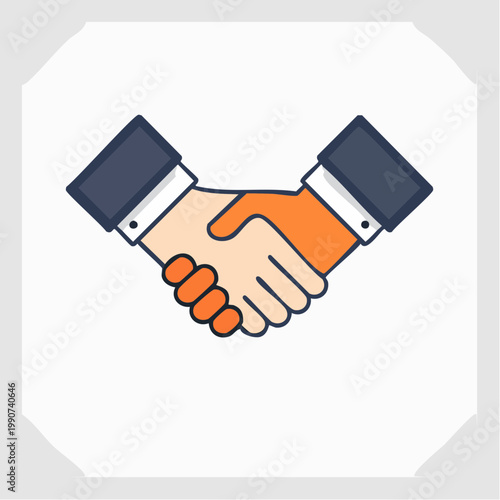 商談成立やパートナーシップを示す握手のシンプルなフラットベクターアイコン