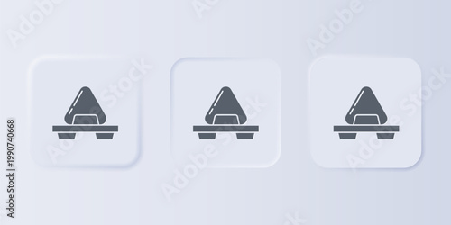 Grey Sushi on cutting board icon isolated on grey background. Asian food sushi on wooden board. Set icons in square buttons. Vector
