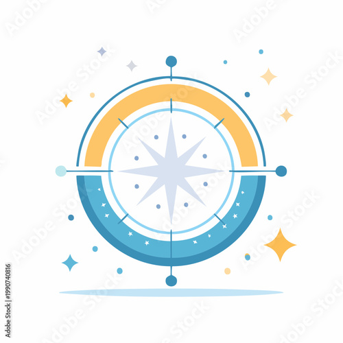 ファンタジーや魔術をイメージした魔法陣のシンプルなフラットベクターアイコン