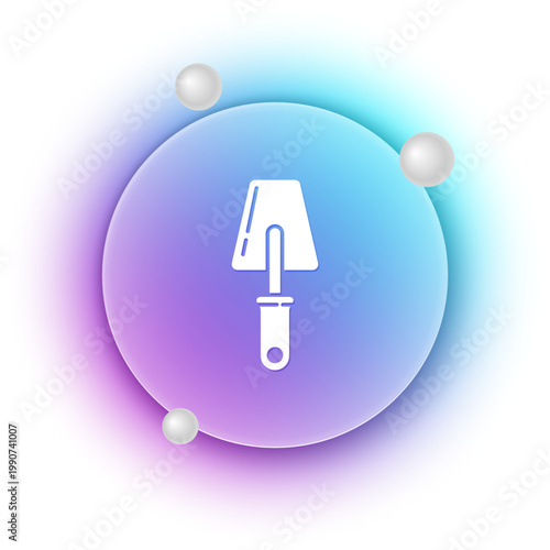 White Trowel icon isolated on white background. Blue and purple gradient circle background. Vector
