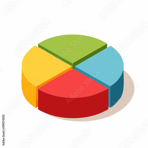 投資ポートフォリオや資産配分を示す円グラフのフラットベクターアイコン