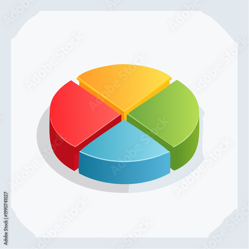 投資ポートフォリオや資産配分を示す円グラフのフラットベクターアイコン
