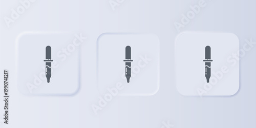 Grey Pipette icon isolated on grey background. Element of medical, chemistry lab equipment. Medicine symbol. Set icons in square buttons. Vector