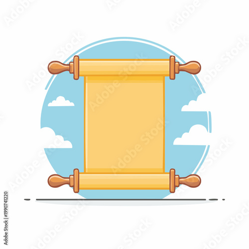 古い文書や巻物をイメージした羊皮紙のシンプルなフラットベクターアイコン