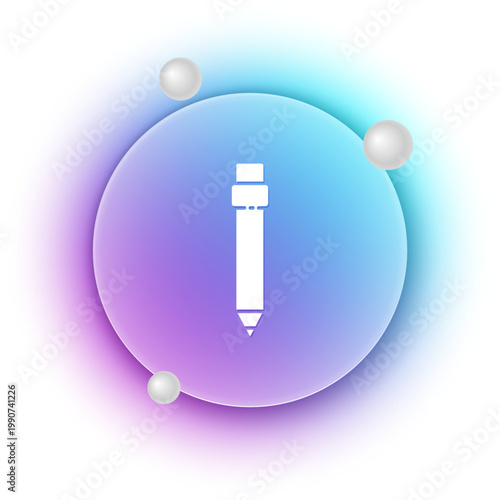 White Pencil with eraser icon isolated on white background. Drawing and educational tools. School office symbol. Blue and purple gradient circle background. Vector