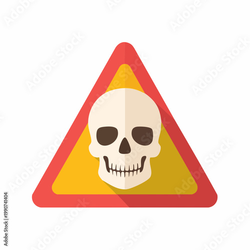 非常に危険な状態や毒物を示す警告マークとドクロのフラットベクターアイコン