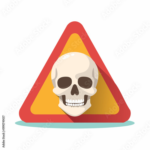 非常に危険な状態や毒物を示す警告マークとドクロのフラットベクターアイコン