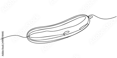 Cucumber continuous one line drawing, Continuous line drawing sliced cucumber pickles fresh food vegetable icon vector illustration concept, Continuous line drawing of sliced cucumber pickles. One