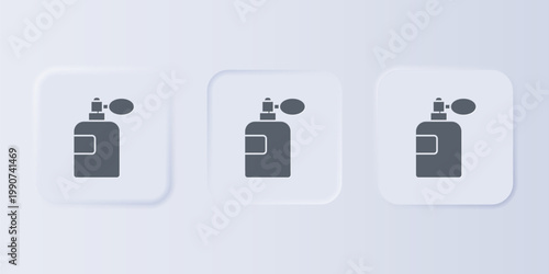 Grey Perfume icon isolated on grey background. Set icons in square buttons. Vector
