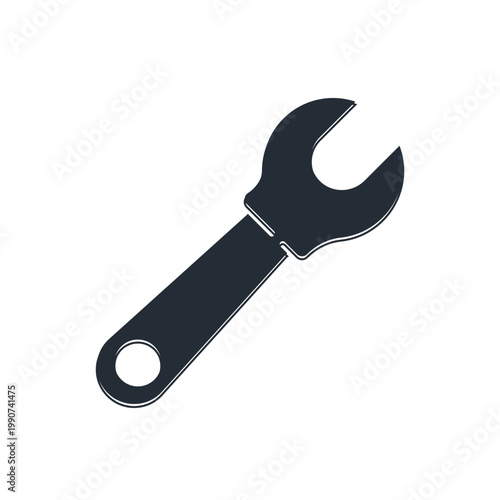 Black Wrench spanner icon isolated on white background. Vector
