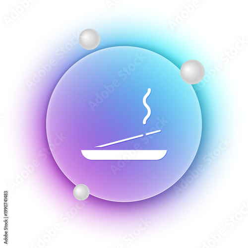 White Scented spa stick on a wooden stand icon isolated on white background. Incense stick. Cosmetic procedure aromatherapy. Blue and purple gradient circle background. Vector