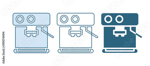 Blue Coffee machine icon isolated on white background. Vector