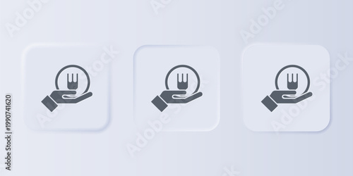 Grey Online ordering and fast food delivery icon isolated on grey background. Set icons in square buttons. Vector