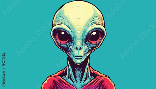 Detailed Alien Portrait with Large Eyes and Elongated Neck.