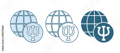 Blue Psychology icon isolated on white background. Psi symbol. Mental health concept, psychoanalysis analysis and psychotherapy. Vector