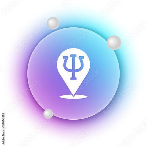 White Psychology icon isolated on white background. Psi symbol. Mental health concept, psychoanalysis analysis and psychotherapy. Blue and purple gradient circle background. Vector