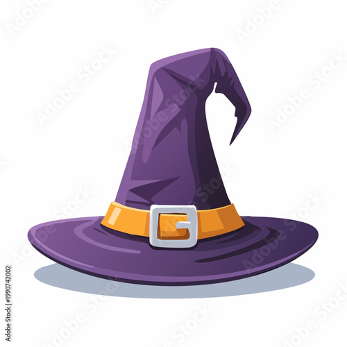 ハロウィンや魔法使いをイメージした魔女の帽子のフラットベクターアイコン