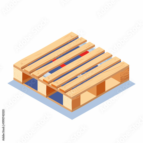 物流や倉庫作業を示す木製パレットのシンプルなフラットベクターアイコン