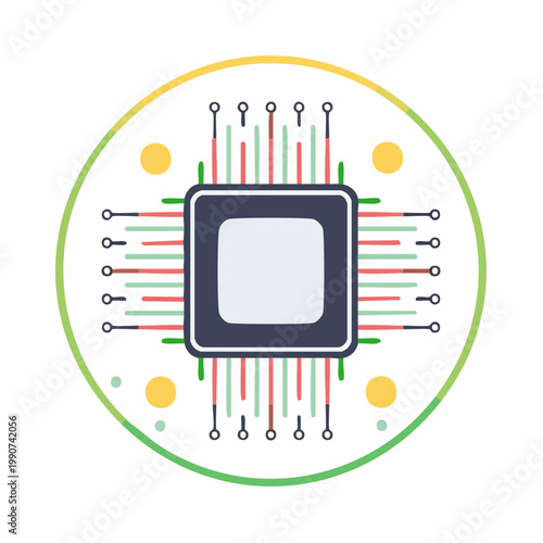 人工知能や半導体を示すAIマイクロチップのシンプルなフラットベクターアイコン