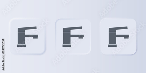 Grey Water tap icon isolated on grey background. Set icons in square buttons. Vector