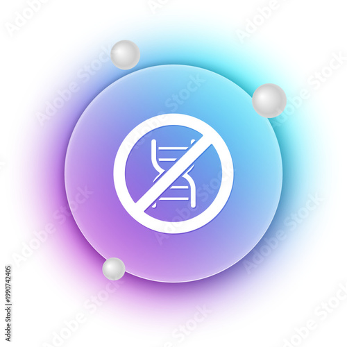 White Stop GMO icon isolated on white background. Genetically modified organism acronym. Dna food modification. Blue and purple gradient circle background. Vector