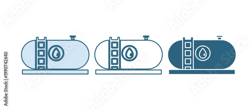 Blue Oil and gas industrial factory building icon isolated on white background. Vector