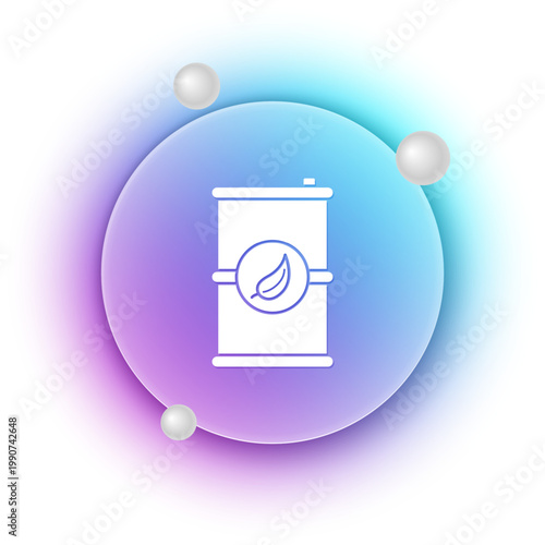 White Bio fuel barrel icon isolated on white background. Eco bio and canister. Green environment and recycle. Blue and purple gradient circle background. Vector