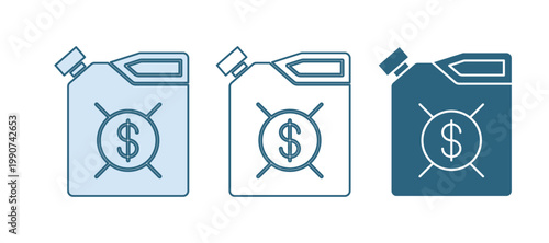 Blue Canister for motor machine oil icon isolated on white background. Oil gallon. Oil change service and repair. Engine oil sign. Vector