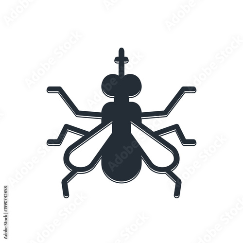 Black Mosquito icon isolated on white background. Vector