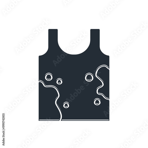 Black Dirty t-shirt icon isolated on white background. Vector