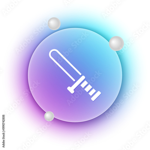 White Police rubber baton icon isolated on white background. Rubber truncheon. Police Bat. Police equipment. Blue and purple gradient circle background. Vector
