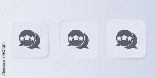Grey Five stars customer product rating review icon isolated on grey background. Favorite, best rating, award symbol. Set icons in square buttons. Vector