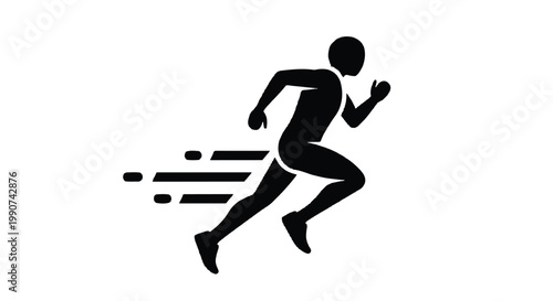 Black silhouette of a person running with motion lines silhouette exercise