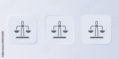 Grey Libra zodiac sign icon isolated on grey background. Astrological horoscope collection. Set icons in square buttons. Vector