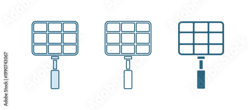 Blue Barbecue steel grid icon isolated on white background. Top view of BBQ grill. Wire rack for BBQ. Grilling basket. Vector