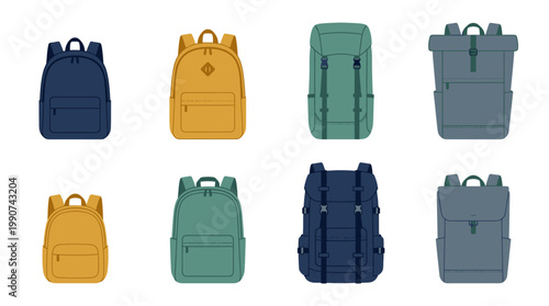 Colorful backpacks in various styles.