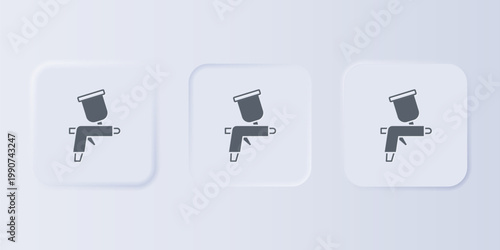 Grey Paint spray gun icon isolated on grey background. Set icons in square buttons. Vector