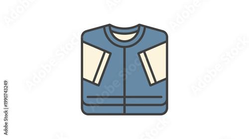 Blue and white crew neck sweatshirt.