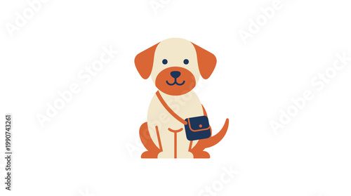 Cute Cartoon Labrador Retriever Dog.