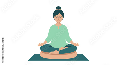 Woman in meditation yoga pose sitting.
