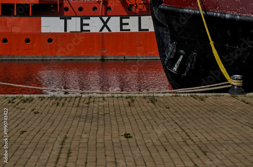 Canvas Print DEN HELDER, NETHERLANDS - APRIL 18, 2026: The historic red lightship Texel moored at the Museumhaven quay at Willemsoord