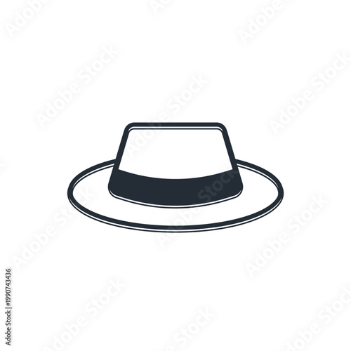 Black Man hat with ribbon icon isolated on white background. Vector