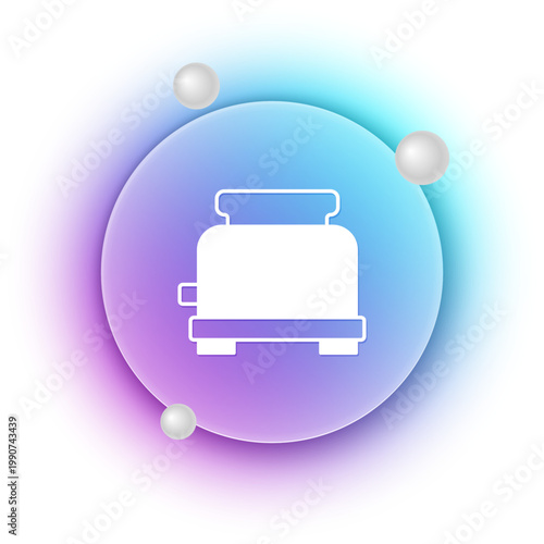 White Toaster icon isolated on white background. Blue and purple gradient circle background. Vector
