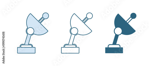 Blue Radar icon isolated on white background. Search system. Satellite sign. Vector