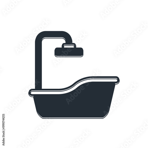 Black Bathtub icon isolated on white background. Vector